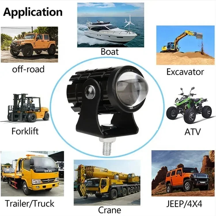 Motorcycle Led 12-80V Spotlight Headlight White Amber Driving Light Dual Color Headlamp IP67 Waterproof