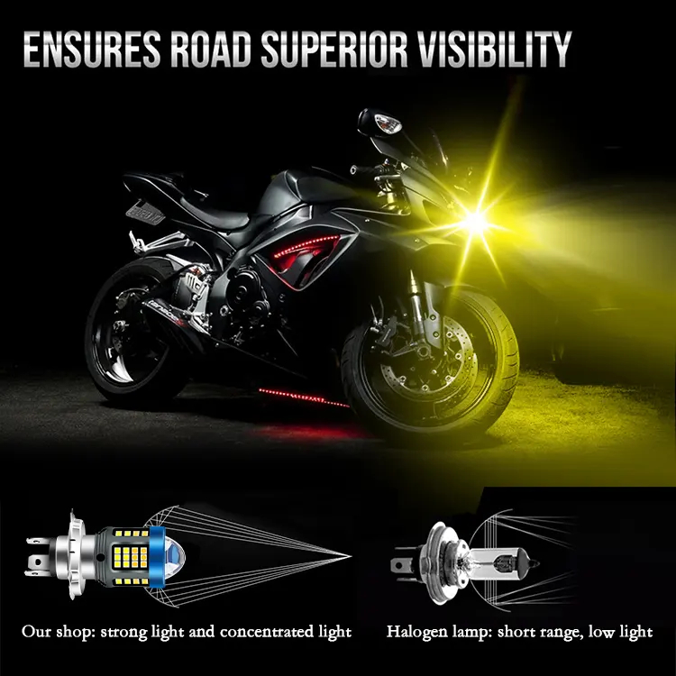 Motorcycle Led 9-80v Bulbs Highlight Lights Motorcycle H4 BA20D H6 Led Headlamp High Low Beam White Yellow
