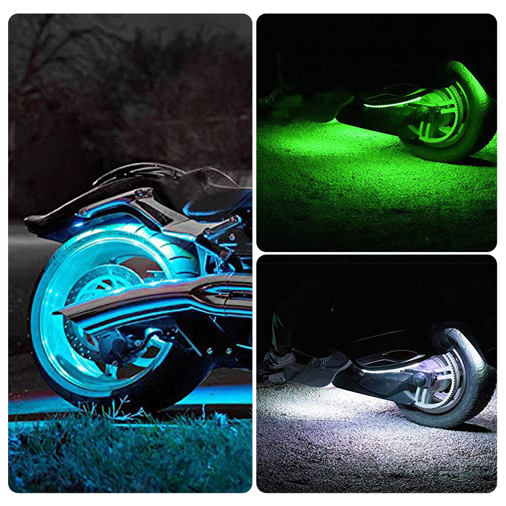 Motorcycle 3 Way Led Accent Underglow Kit With App&Automatic Brake Light Feature Rgb Smart Led Strip Light