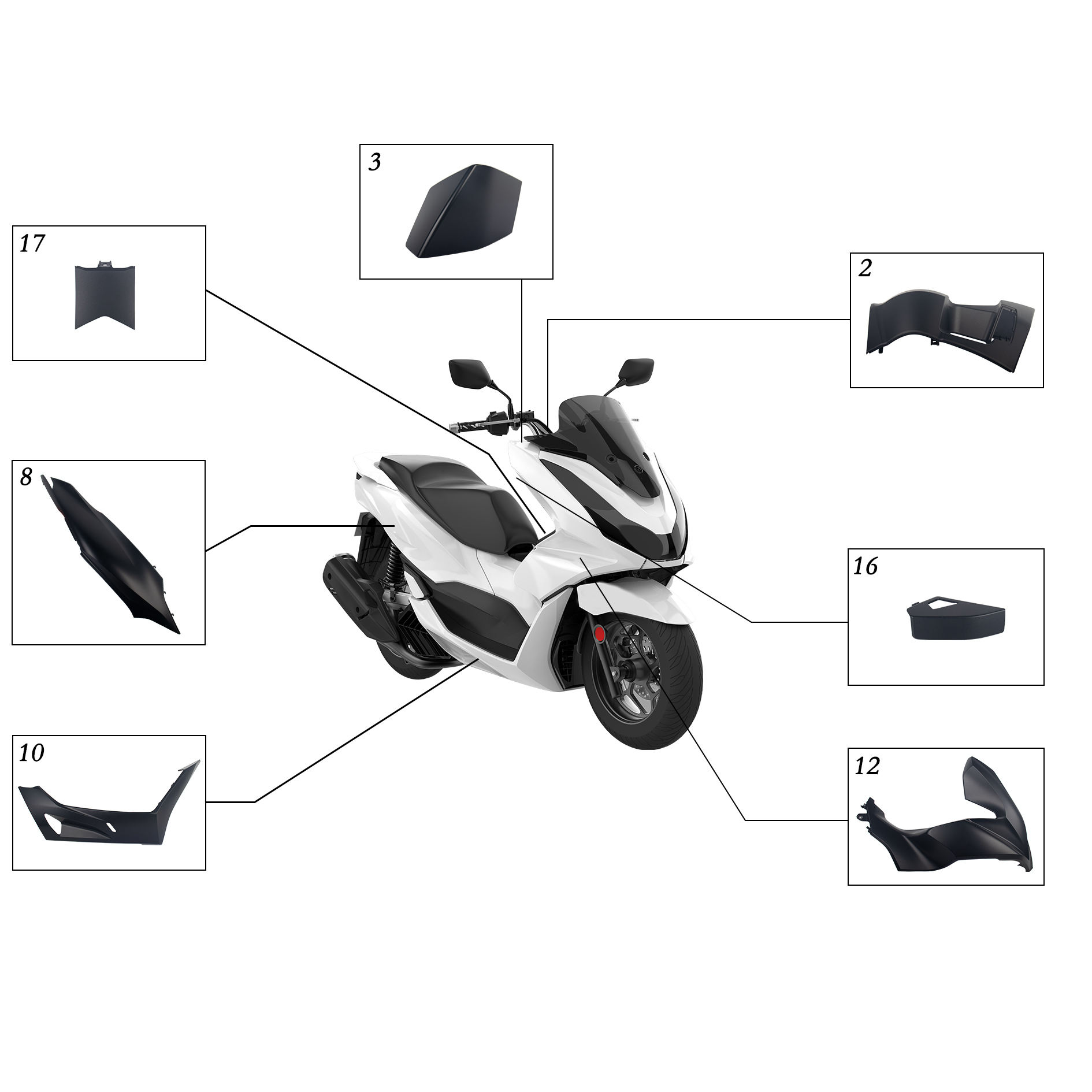 Motorcycle Parts Carbon Fiber Fairing Kit Plastic Body Parts For Honda 2021 PCX160 2018 PCX155