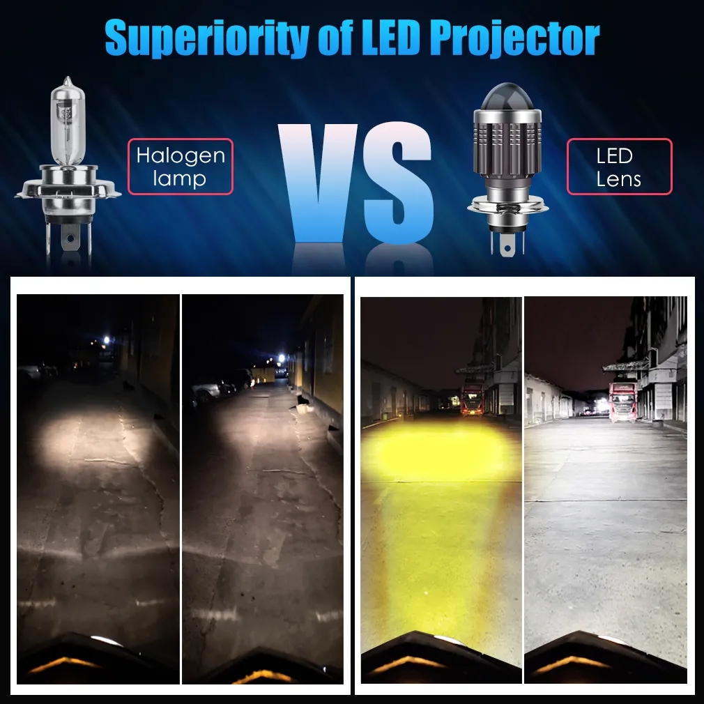 1.25 Inch Waterproof Dustproof Shockproof Mini Spotlight Led Mini Motorcycle Driving Light H4 H6 Dual Color Headlight Bulbs