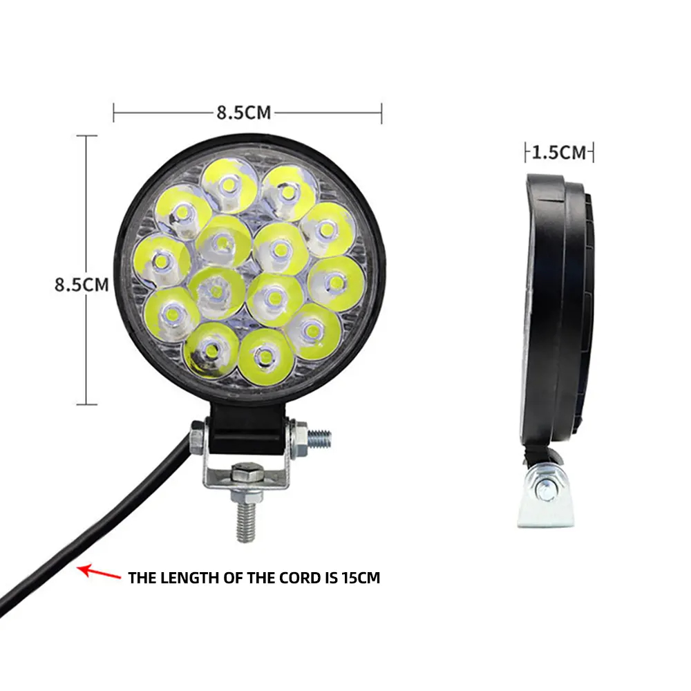 Circular Spotlight 12-24V General 42W Bright Model 12 Bright LED Screws Fixed White Light Lighting System Lights Accessories