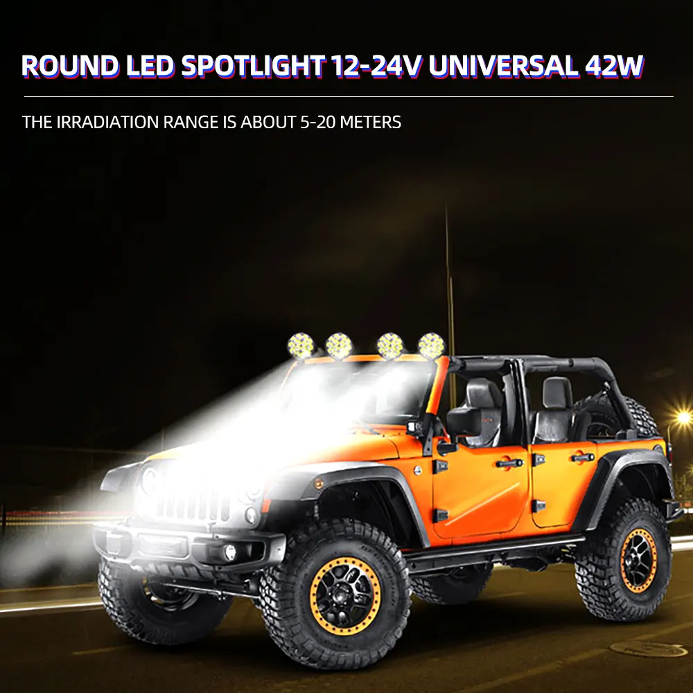 Circular Spotlight 12-24V General 42W Bright Model 12 Bright LED Screws Fixed White Light Lighting System Lights Accessories