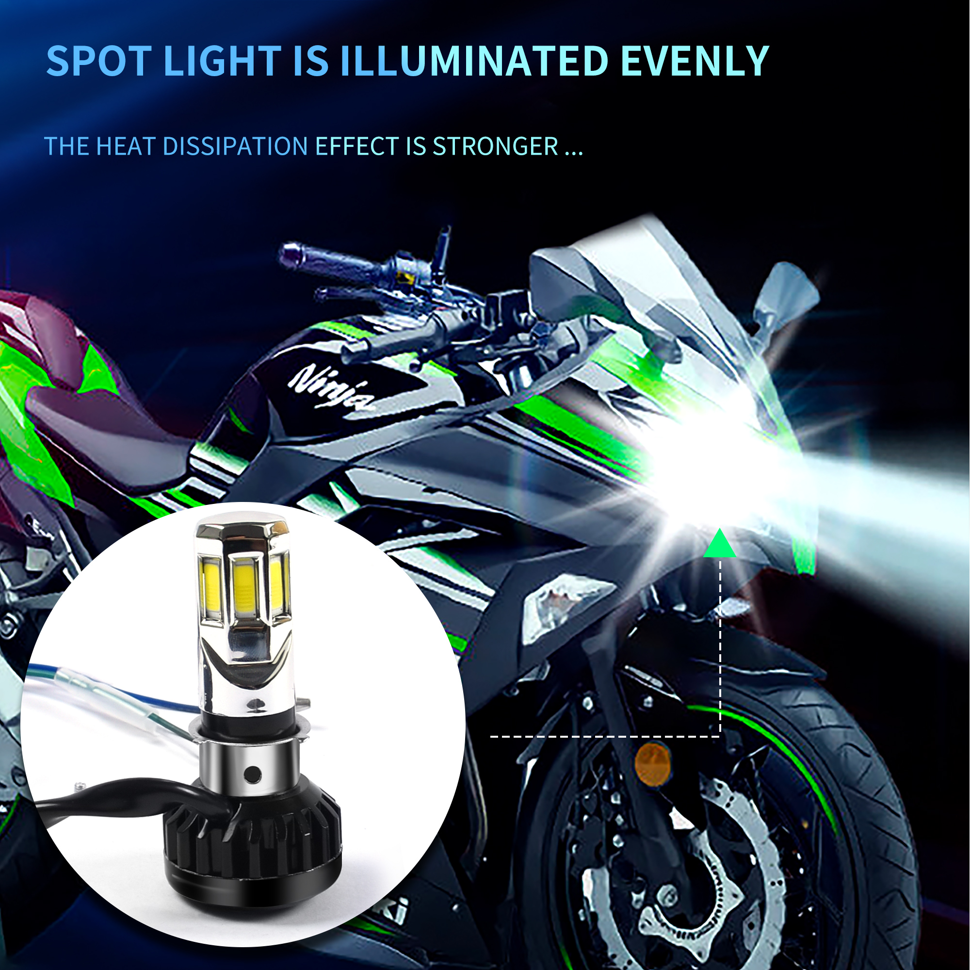 Motorbike Accessories Headlight Led Fog Light Spotlight 10-30v 35w H4 Bulb