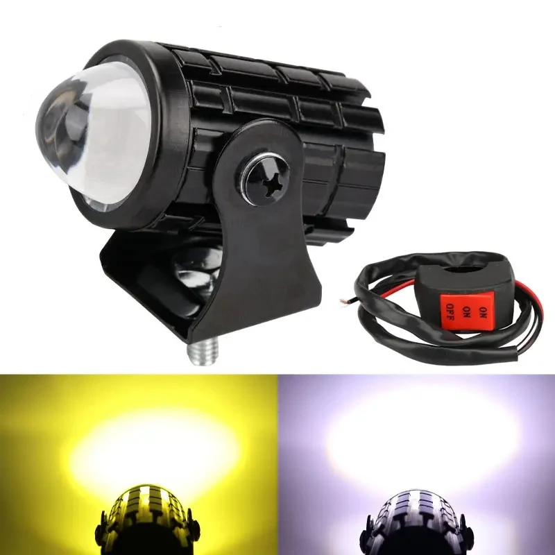 Motorcycle Led 12-80V Spotlight Headlight White Amber Driving Light Dual Color Headlamp IP67 Waterproof