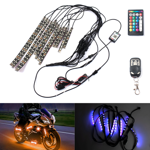 Motorcycle 3 Way Led Accent Underglow Kit With App&Automatic Brake Light Feature Rgb Smart Led Strip Light