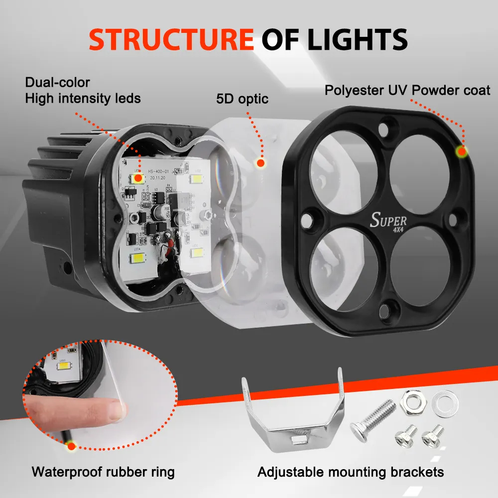 4x4 Offroad 5D Projector Led Driving Spotlight Auxiliary Light Led Off Road Fog Lamp 12V 24V 3 Inch Light