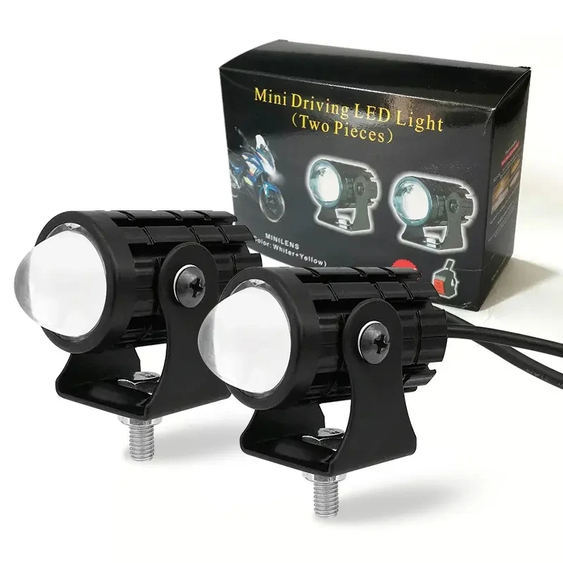 Motorcycle Led 12-80V Spotlight Headlight White Amber Driving Light Dual Color Headlamp IP67 Waterproof