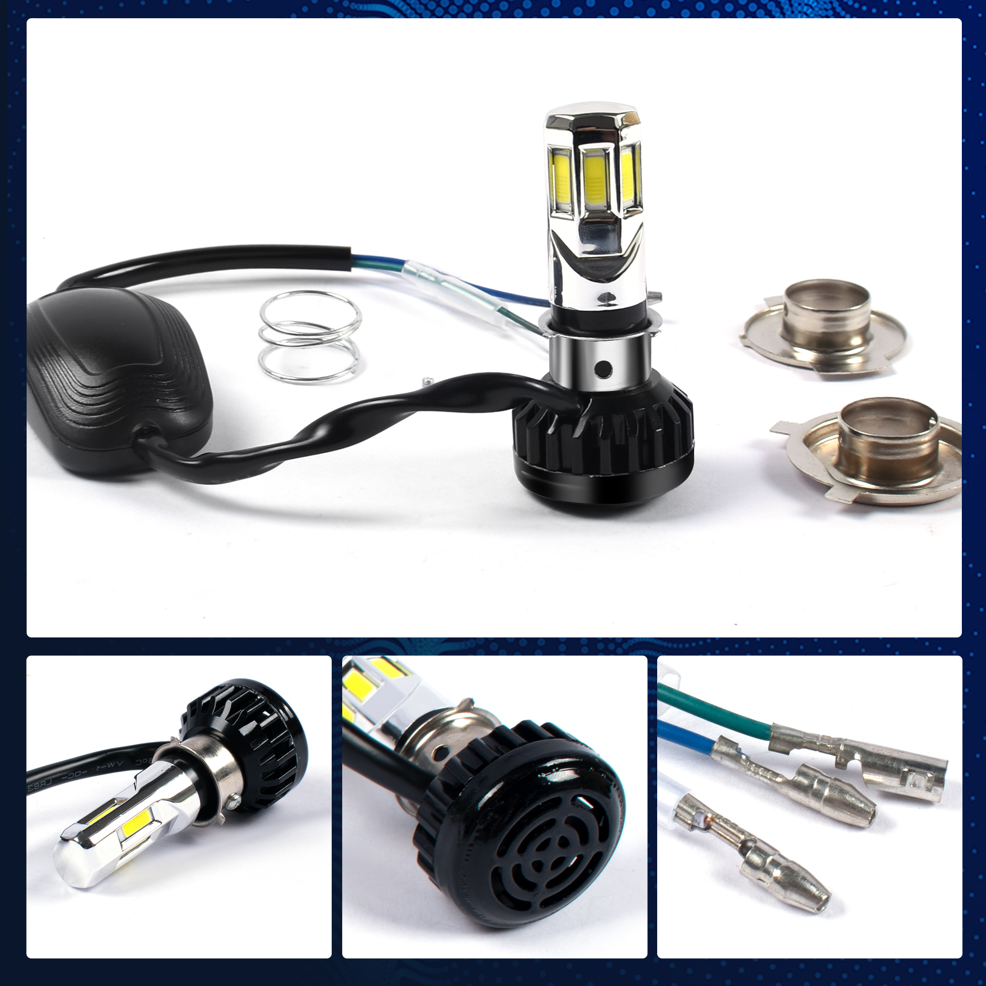 Motorbike Accessories Headlight Led Fog Light Spotlight 10-30v 35w H4 Bulb
