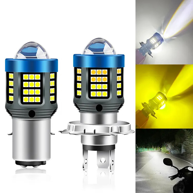 Motorcycle Led 9-80v Bulbs Highlight Lights Motorcycle H4 BA20D H6 Led Headlamp High Low Beam White Yellow