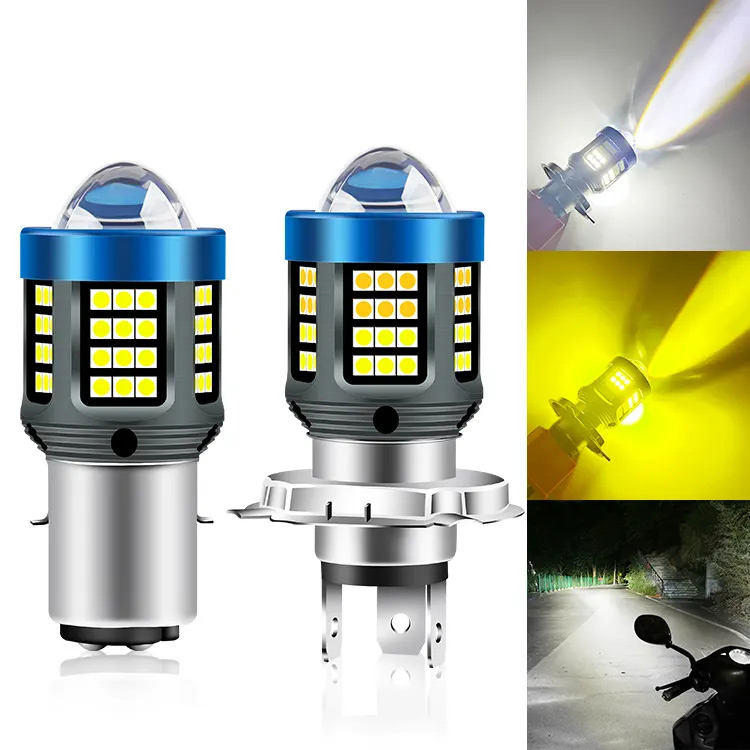 Motorcycle Led 9-80v Bulbs Highlight Lights Motorcycle H4 BA20D H6 Led Headlamp High Low Beam White Yellow