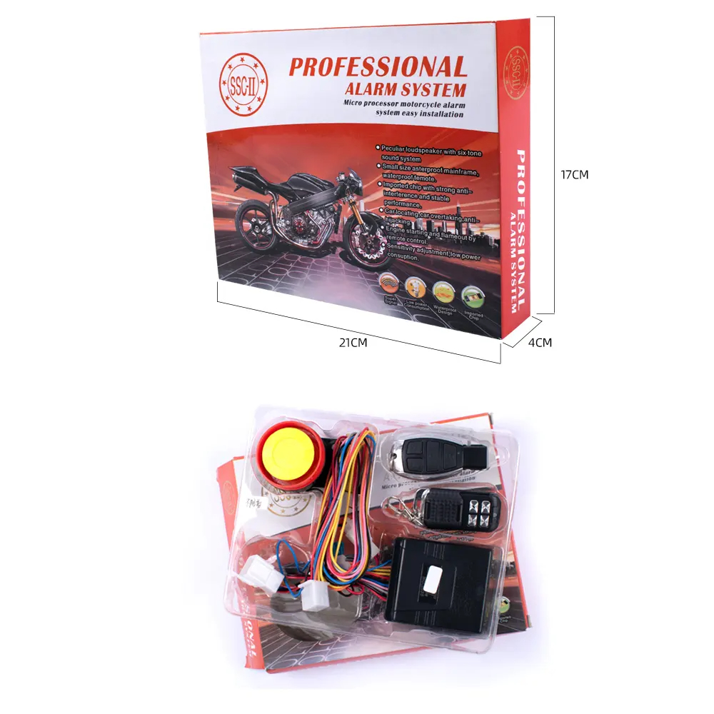 Dual lever 5 sensor anti theft remote control 125DB tweeter design sound security system alarm motorcycle