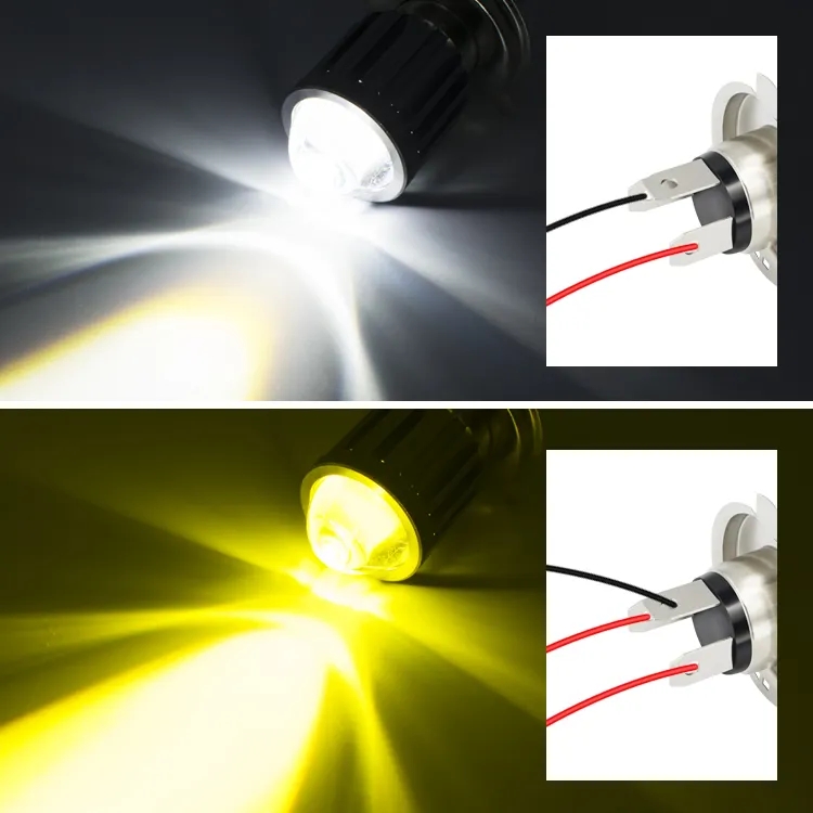 1.25 Inch Waterproof Dustproof Shockproof Mini Spotlight Led Mini Motorcycle Driving Light H4 H6 Dual Color Headlight Bulbs