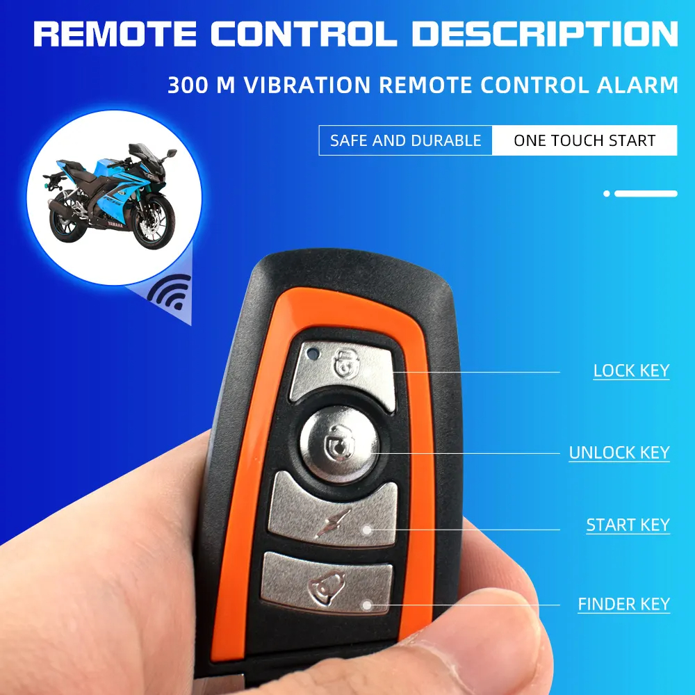 Dual lever 5 sensor anti theft remote control 125DB tweeter design sound security system alarm motorcycle