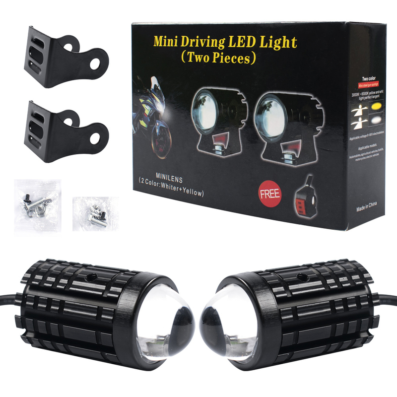 Dual Color 12v Fog Spotlights Auxiliary Headlights Motorcycle Led Universal Accessories Motorbike Spare Parts