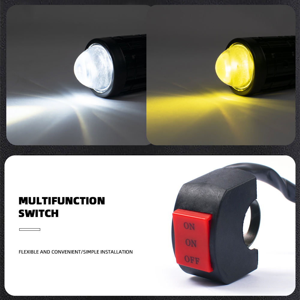 Dual Color 12v Fog Spotlights Auxiliary Headlights Motorcycle Led Universal Accessories Motorbike Spare Parts