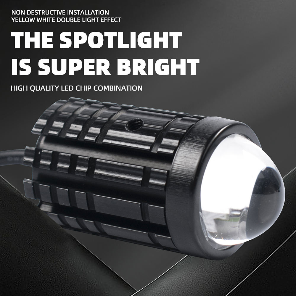 Dual Color 12v Fog Spotlights Auxiliary Headlights Motorcycle Led Universal Accessories Motorbike Spare Parts