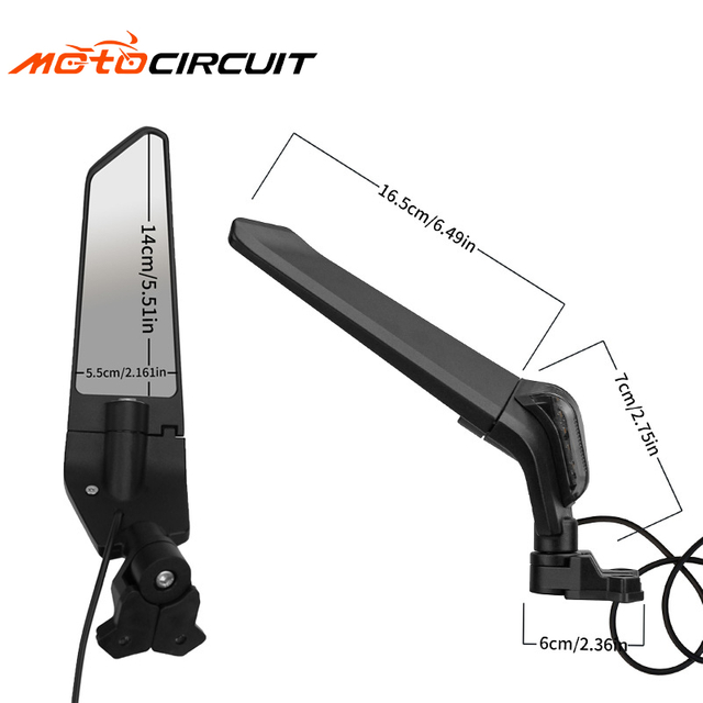 Motorcycle Aluminum alloy Rearview Mirror Spoiler With Light Universal Modified Motorbike Spare Accessories Parts