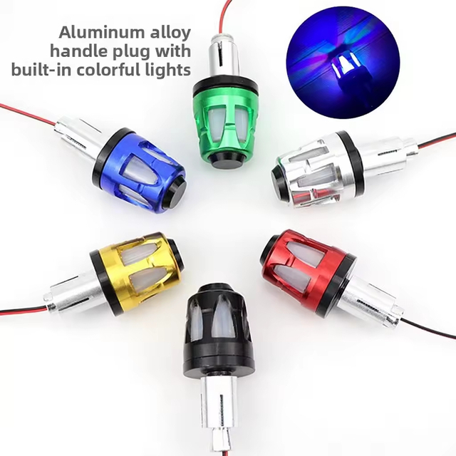 Modified Motorcycle LED Handle End Plug with Turn Signal Aluminum Alloy Grip Balance Block Universal Motorbike Accessories