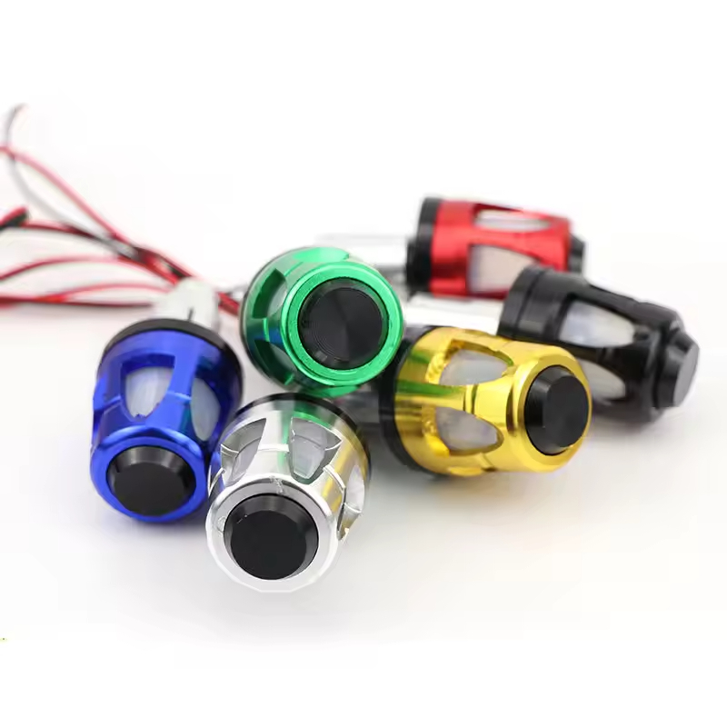 Modified Motorcycle LED Handle End Plug with Turn Signal Aluminum Alloy Grip Balance Block Universal Motorbike Accessories
