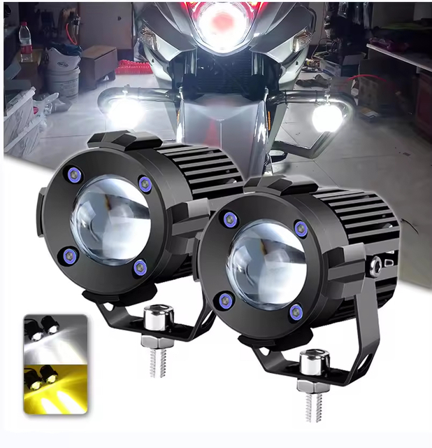 Popular Motorcycle LED Spotlight - White/Yellow Light, Small Steel Cannon Design, Aviation Aluminum Shell for Modified Headlight