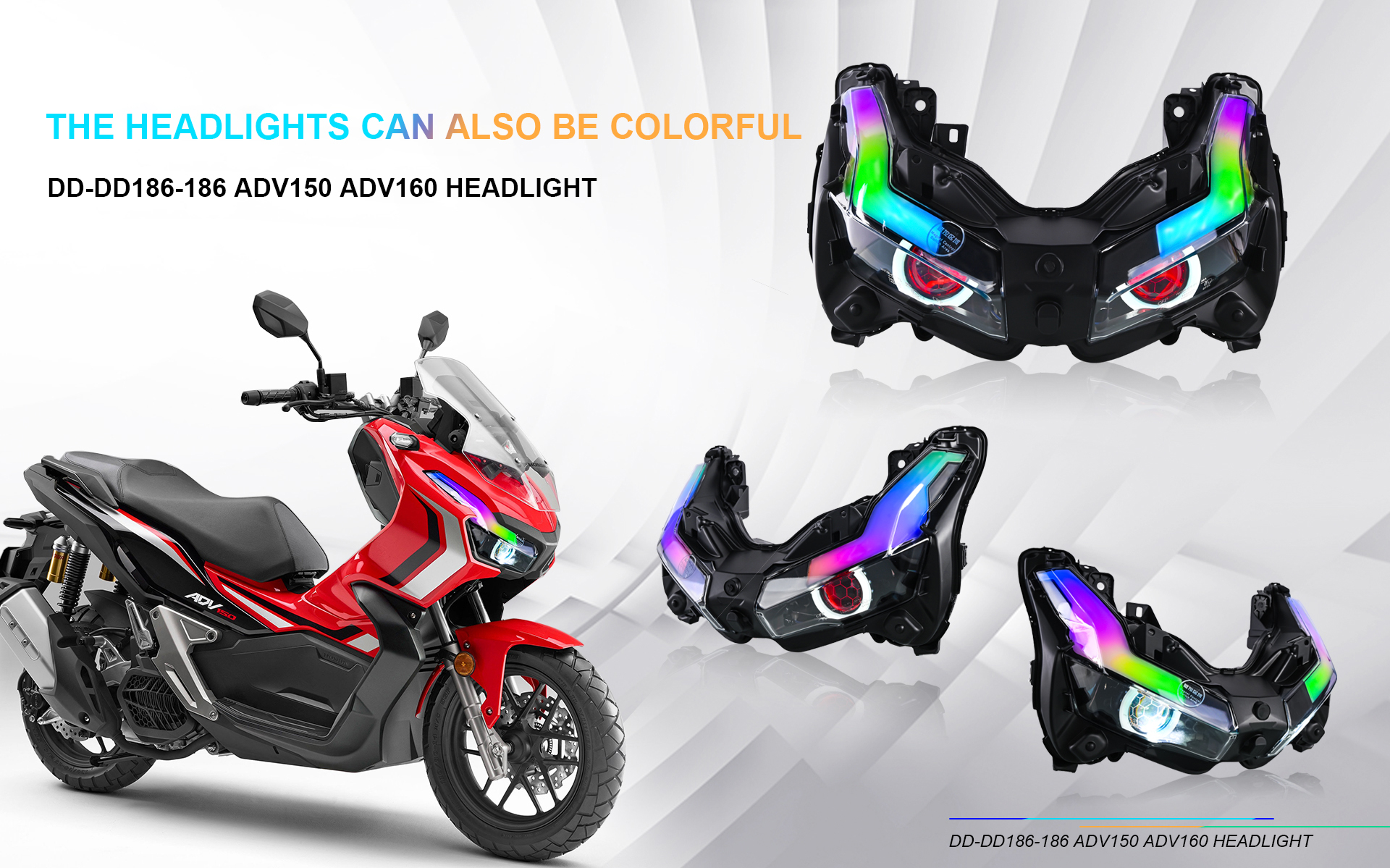 Flowing RGB Motorcycle Headlight Lamp Turn Signal Front Fog Spotlight Scooter for Honda Adv150 160 Accessories